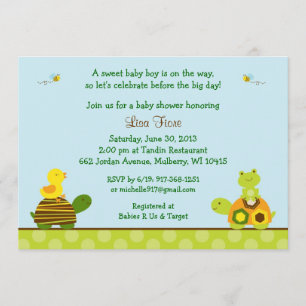 Frog Turtle Duck Baby Shower Invitations