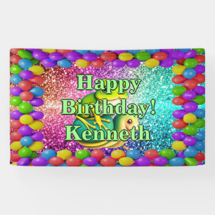 Frog Turtle Personalized character birthday Banner