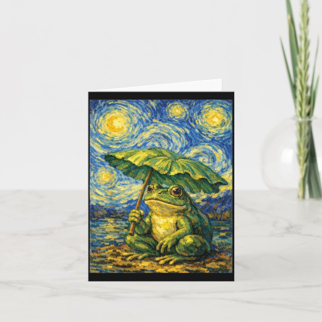 Frog Umbrella Style Funny Art Card (Front)