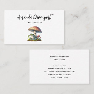 Frog Under a Mushroom Cute Nature Business Card