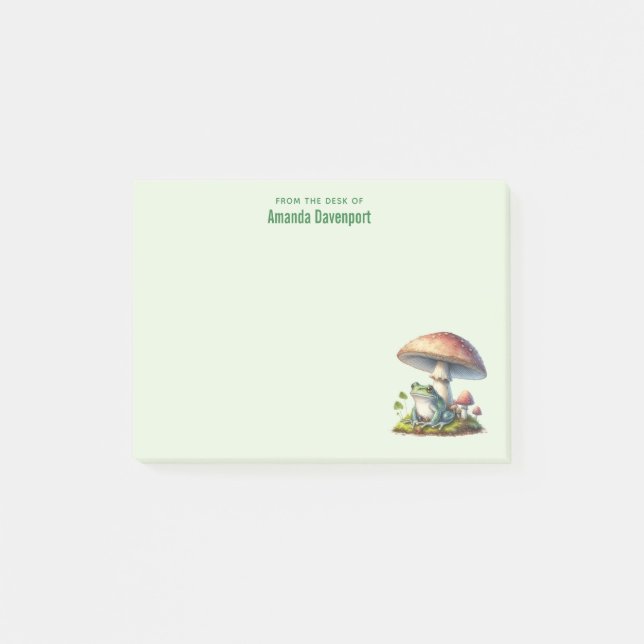 Frog Under a Mushroom Cute Nature Post-it Notes (Front)