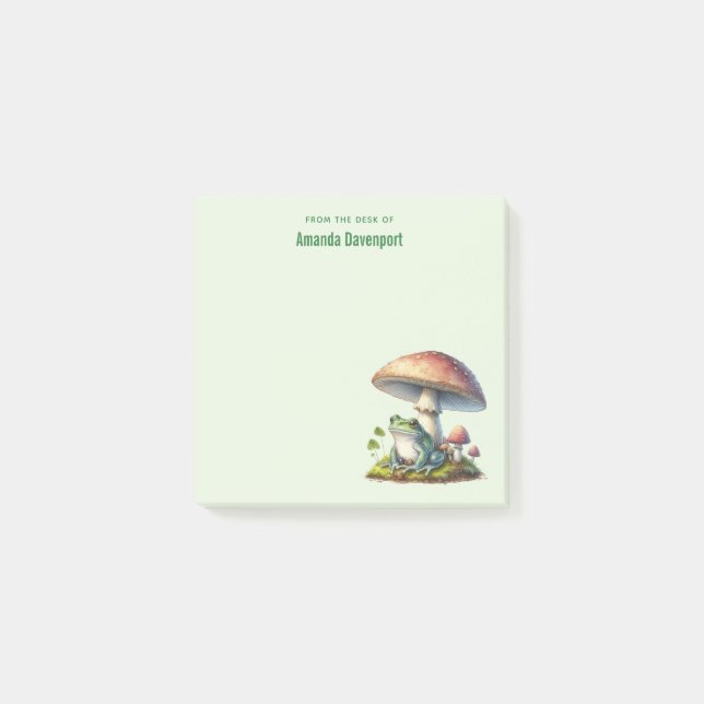 Frog Under a Mushroom Cute Nature Post-it Notes (Front)