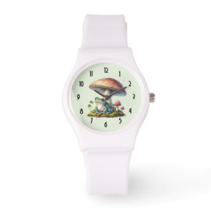 Frog Under a Mushroom Cute Nature Watch