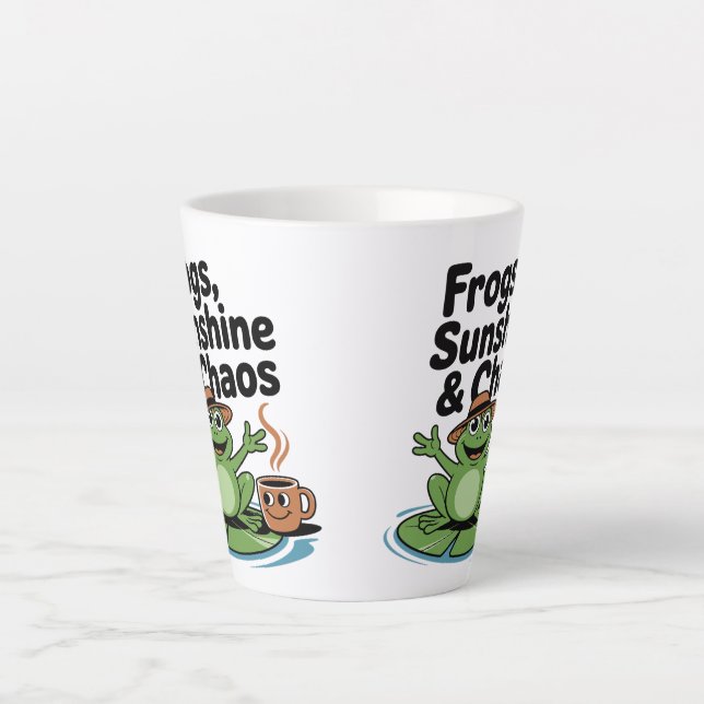 Frog Vibes and Coffee Chaos  Latte Mug (Front)