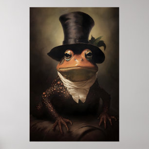Frog vintage Halloween painting, Halloween toad Poster