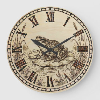 Frog Wall Clock | Wood-Burned Nature Style