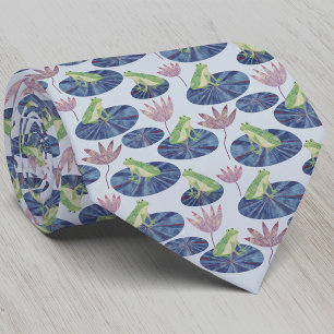 Frog Watercolor Blue Tie