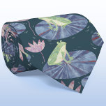 Frog Watercolor Dark Tie<br><div class="desc">Lovely watercolor frogs sitting on water lily pads in a teal green pond. Perfect for nature, animal and amphibian lovers. Original art by Nic Squirrell.</div>
