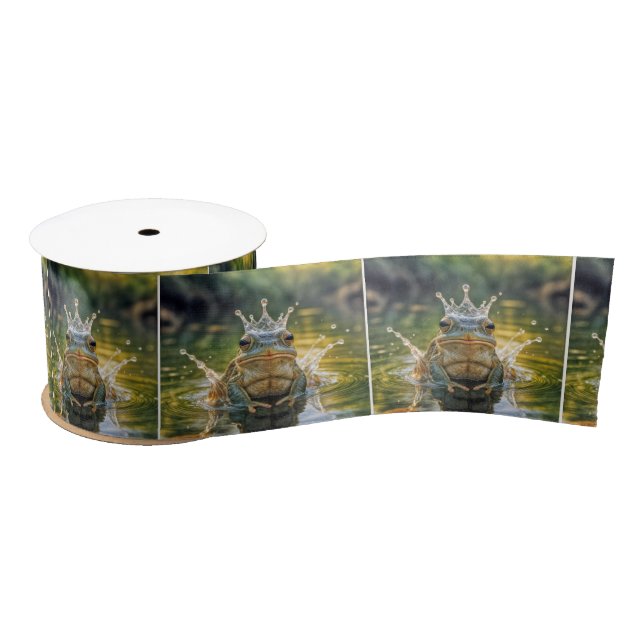 Frog Wearing a Water Splash Crown Satin Ribbon (Spool)