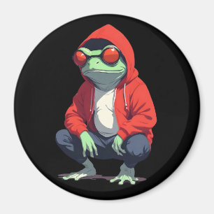 Frog Wearing Hoodie Funny Cool Animal Character Magnet