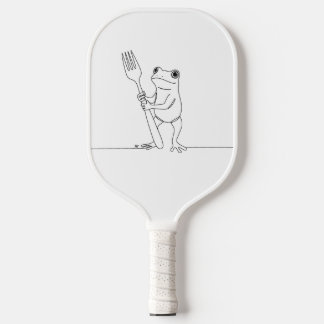 Frog with a fork pickleball paddle