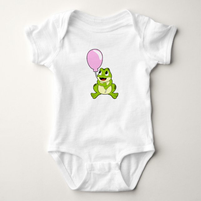 Frog with Balloon Baby Bodysuit (Front)