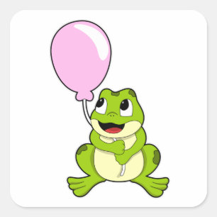 Frog with Balloon Square Sticker