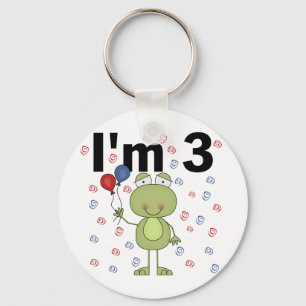 Frog With Balloons 3rd Birthday Keychain
