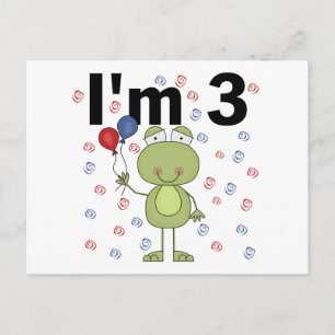 Frog With Balloons 3rd Birthday Postcard