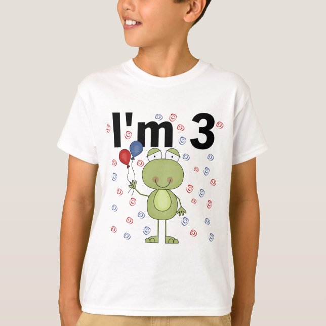 Frog With Balloons 3rd Birthday T-Shirt (Front)