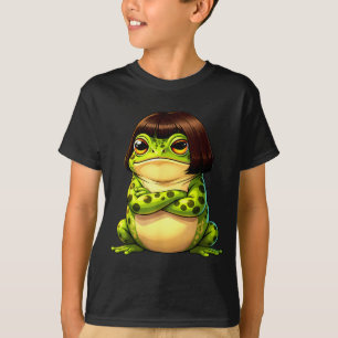 Frog with bob haircut funny quirky frog meme T-Shirt