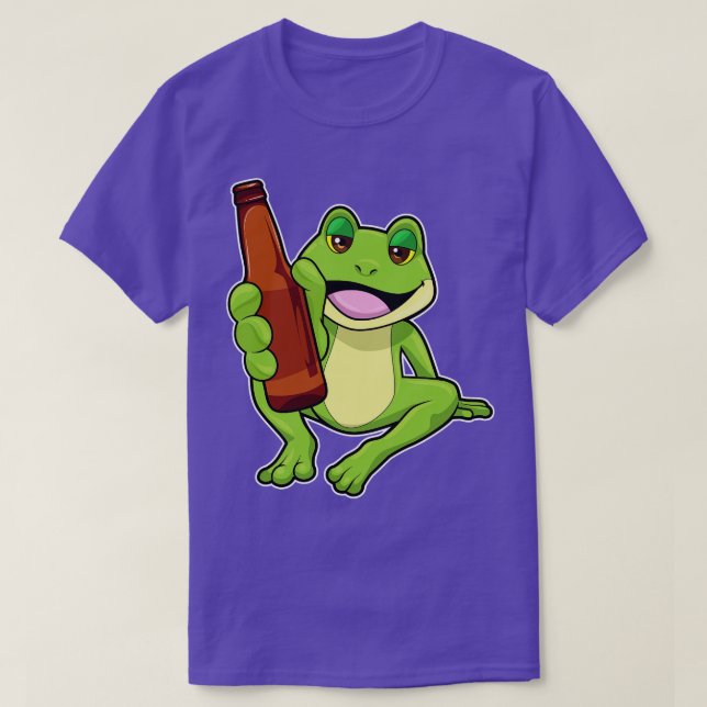 Frog with Bottle of Beer T-Shirt (Design Front)