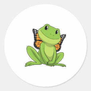 Frog with Butterfly Classic Round Sticker