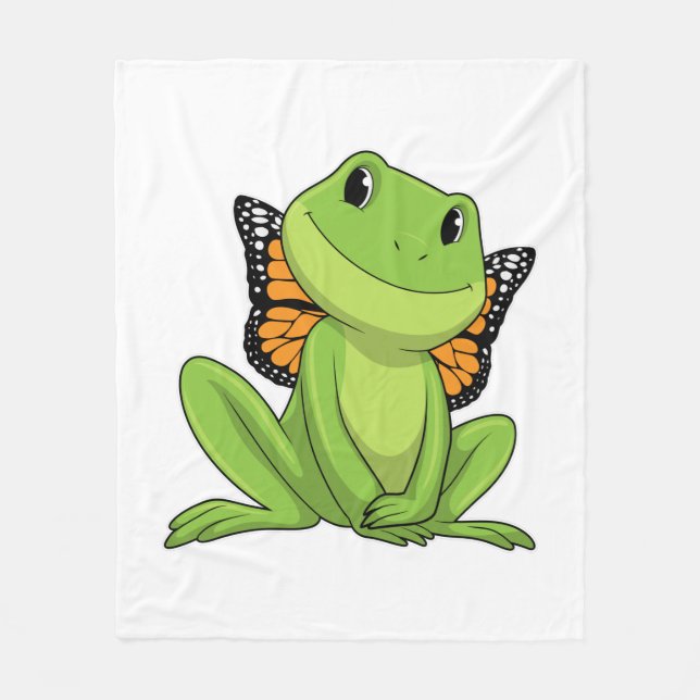 Frog with Butterfly Fleece Blanket (Front)
