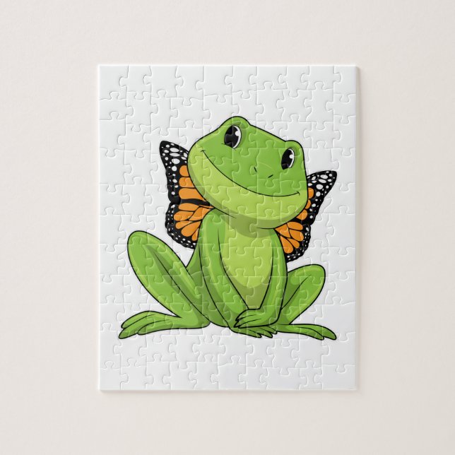 Frog with Butterfly Jigsaw Puzzle (Vertical)