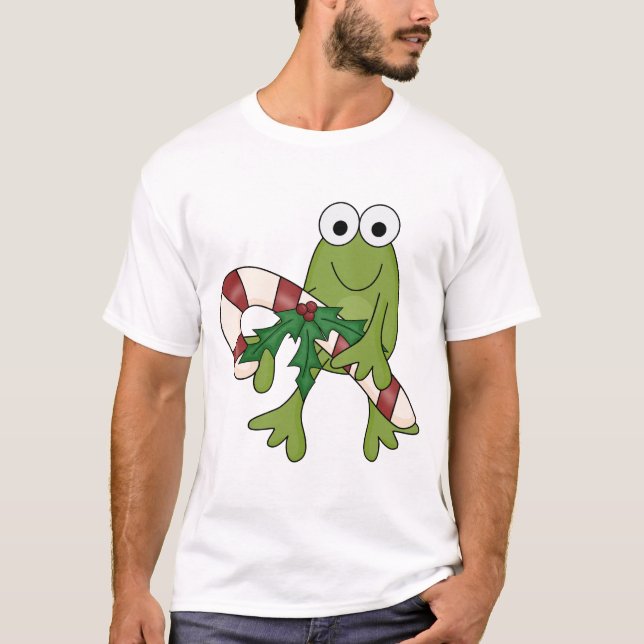 Frog With Candy Canes Tshirts and Gifts (Front)