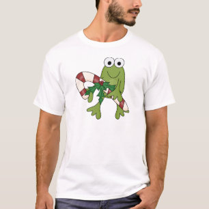 Frog With Candy Canes Tshirts and Gifts