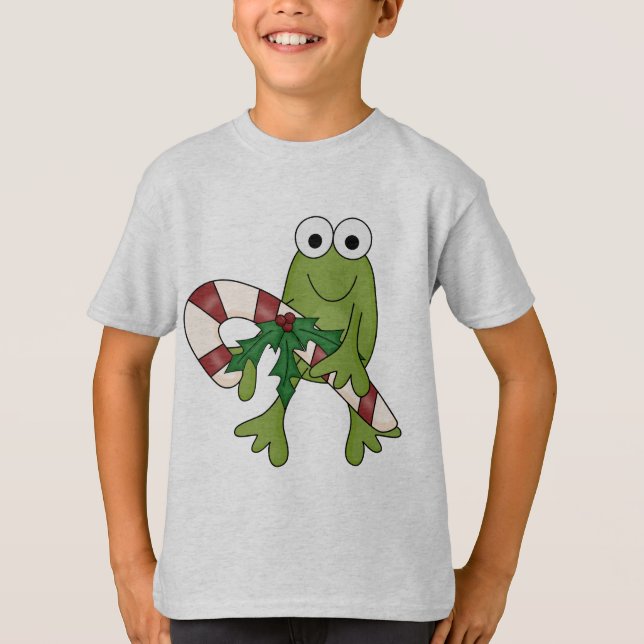Frog With Candy Canes Tshirts and Gifts (Front)