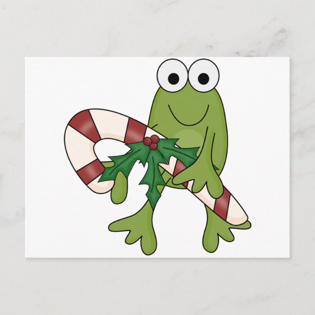 Frog With Candy Canes Tshirts and Gifts Postcard (Front)