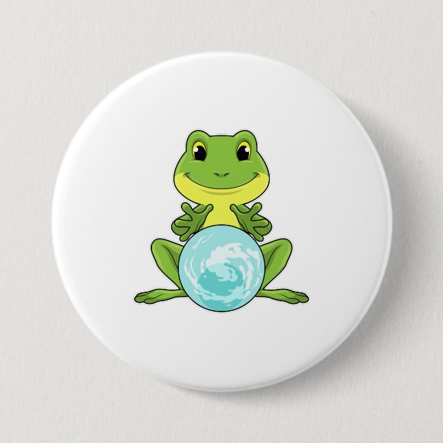 Frog with Crystal ball 3 Inch Round Button (Front)