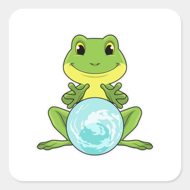 Frog with Crystal ball Square Sticker (Front)