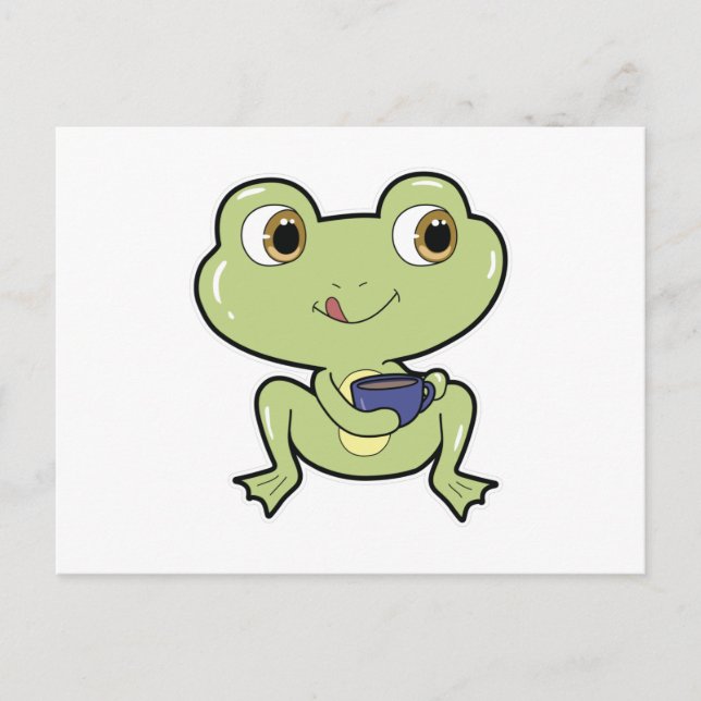 Frog with Cup of Coffee Postcard (Front)