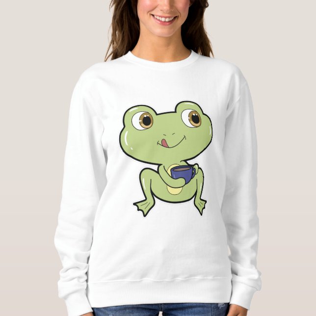 Frog with Cup of Coffee Sweatshirt (Front)
