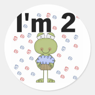Frog With Cupcake 2nd Birthday Tshirts Classic Round Sticker