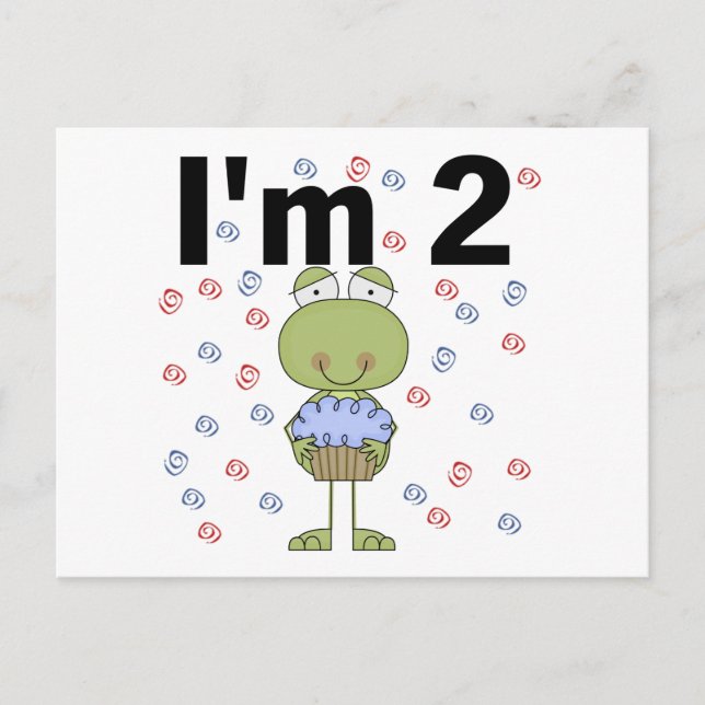 Frog With Cupcake 2nd Birthday Tshirts Postcard (Front)