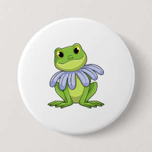 Frog with Daisy 3 Inch Round Button