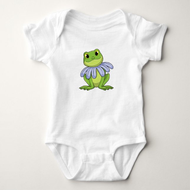 Frog with Daisy Baby Bodysuit (Front)