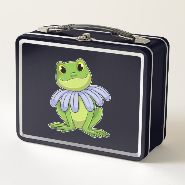 Frog with Daisy Metal Lunch Box (Front)