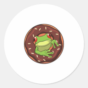 Frog with Doughnut Classic Round Sticker