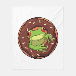 Frog with Doughnut Fleece Blanket