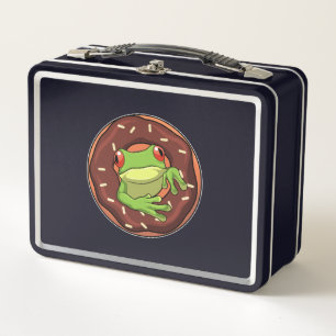 Frog with Doughnut Metal Lunch Box