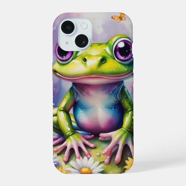 Frog With Flower Digital Art iPhone 15 Case (Back)
