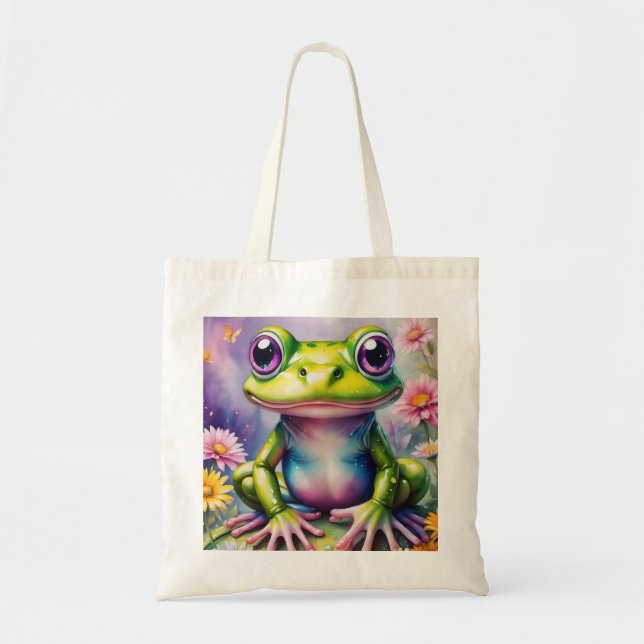 Frog With Flower Digital Art Tote Bag (Front)