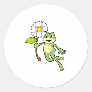 Frog with Flower.PNG Classic Round Sticker