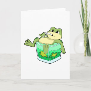 Frog with Glass of Juice Card