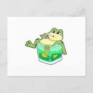Frog with Glass of Juice Postcard