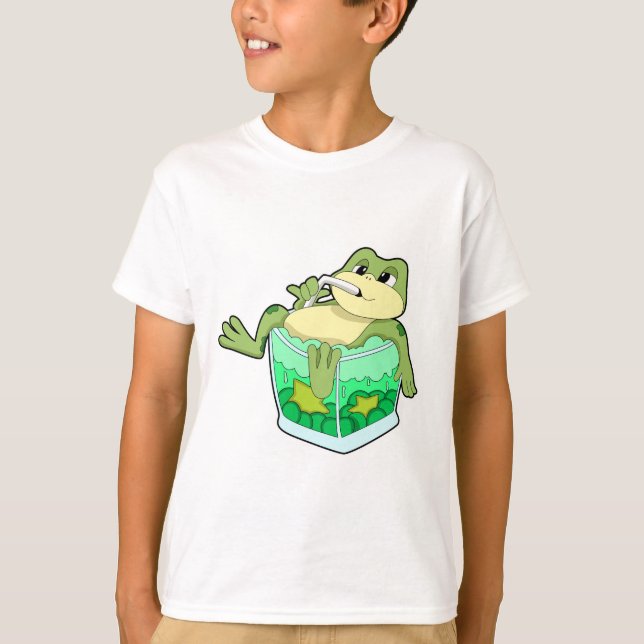 Frog with Glass of Juice T-Shirt (Front)