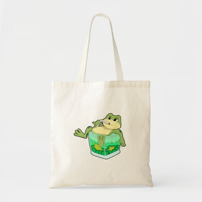 Frog with Glass of Juice Tote Bag (Front)