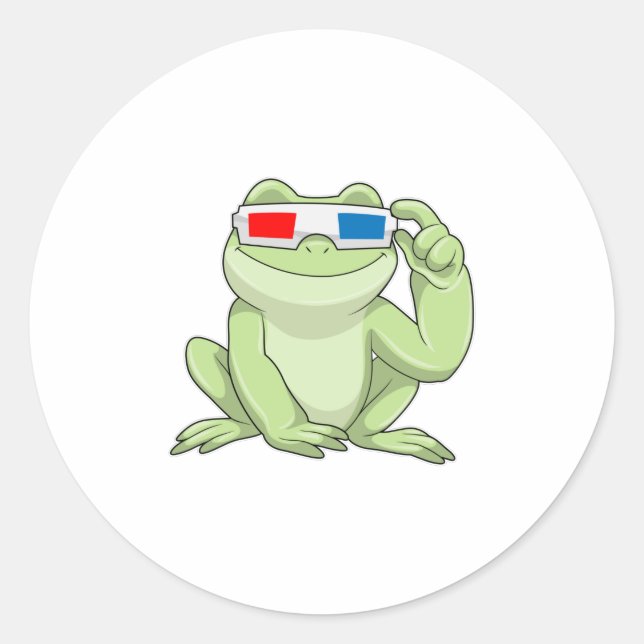Frog with Glasses Classic Round Sticker (Front)