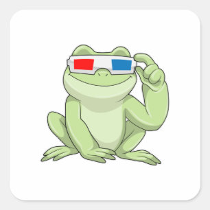Frog with Glasses Square Sticker